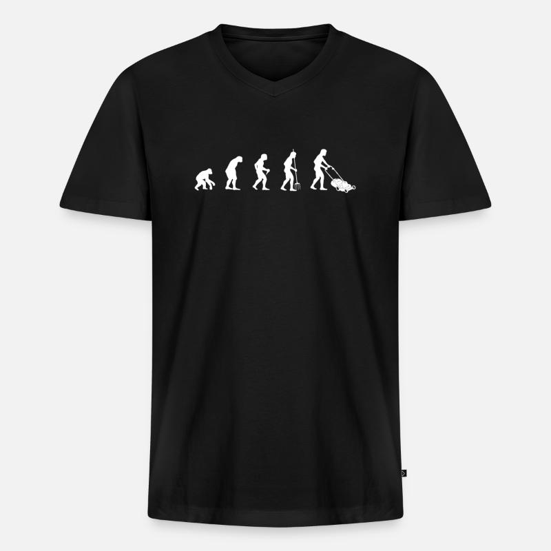 Rasenmähen Evolution Rasenmäher Gärtner Geschenk - Männer Premium Bio T-Shirt mit V-Ausschnitt - Schwarz