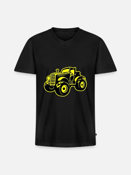 Traktor Landwirt - Männer Premium Bio T-Shirt mit V-Ausschnitt - Schwarz