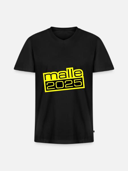Malle 2025 - Männer Premium Bio T-Shirt mit V-Ausschnitt - Schwarz