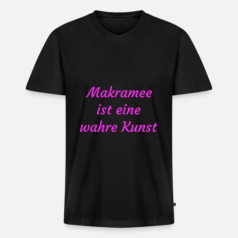 Makramee - Männer Premium Bio T-Shirt mit V-Ausschnitt - Schwarz