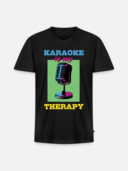 Karaoke is my therapy - Men's Premium Organic T-shirt with V-neck - black