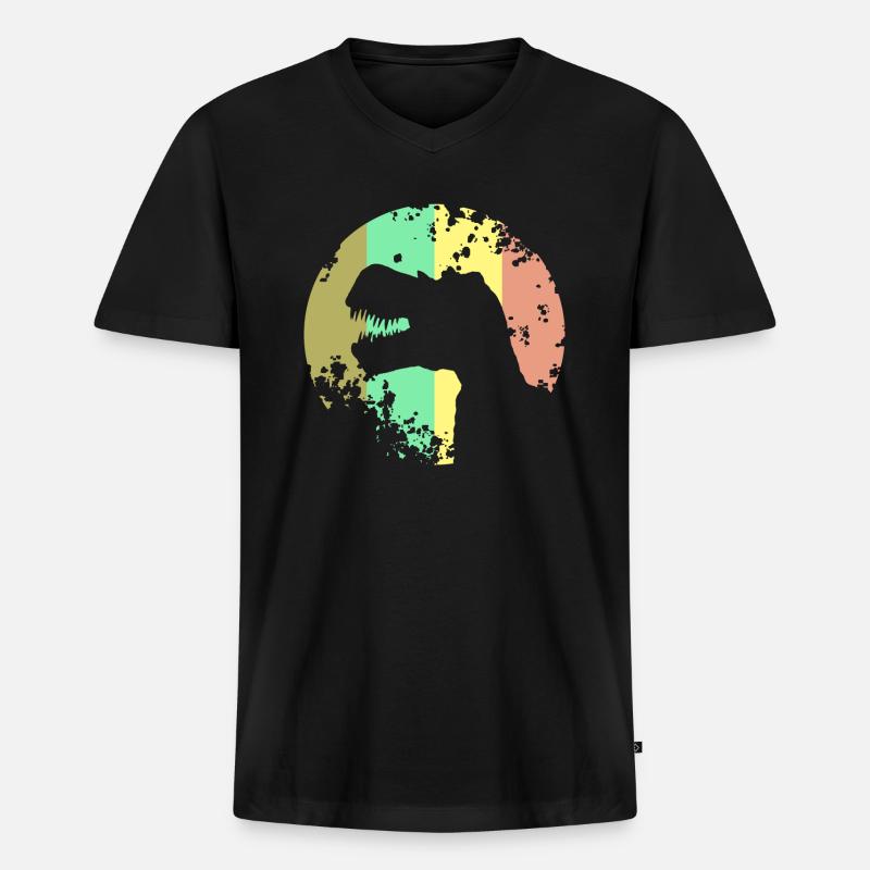 Dinosaurier T-Rex Design - Männer Premium Bio T-Shirt mit V-Ausschnitt - Schwarz