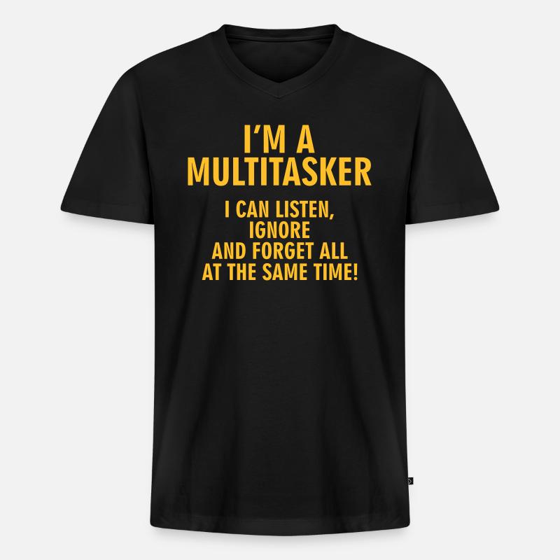 Multitasker - Männer Premium Bio T-Shirt mit V-Ausschnitt - Schwarz