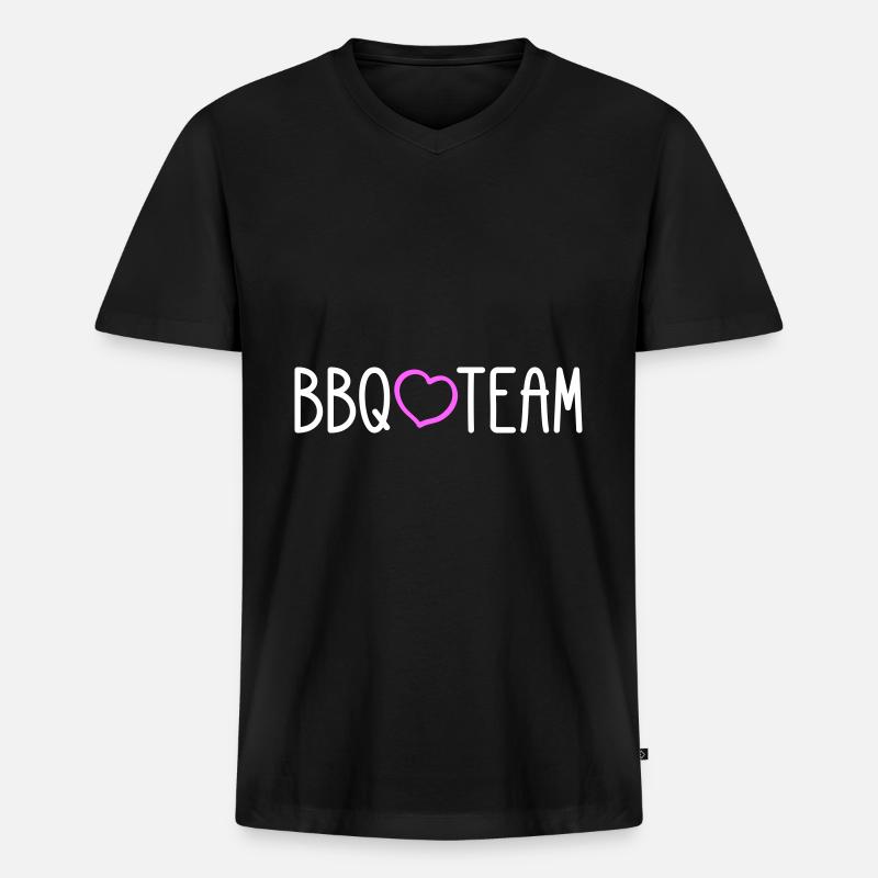 BBQ Grill Team - Männer Premium Bio T-Shirt mit V-Ausschnitt - Schwarz