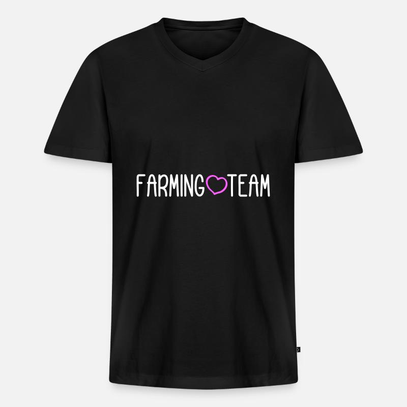Farming Team - Männer Premium Bio T-Shirt mit V-Ausschnitt - Schwarz