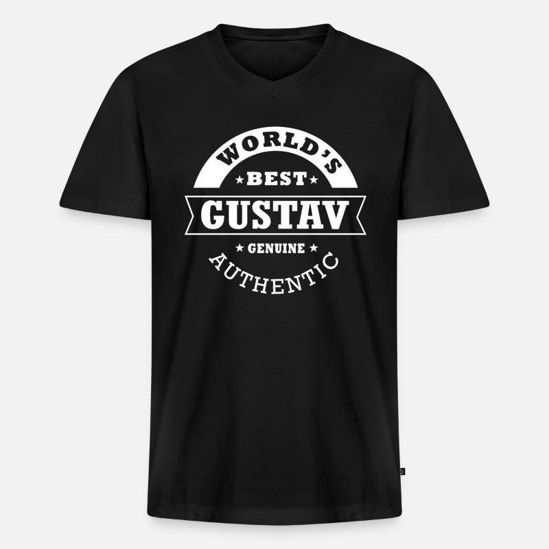 Gustav gustav - Männer Premium Bio T-Shirt mit V-Ausschnitt - Schwarz