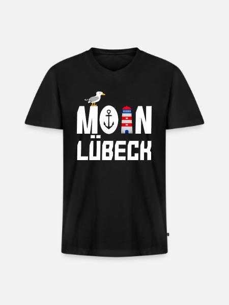 Moin Lübeck - T-shirt encolure en V Premium bio Homme - noir