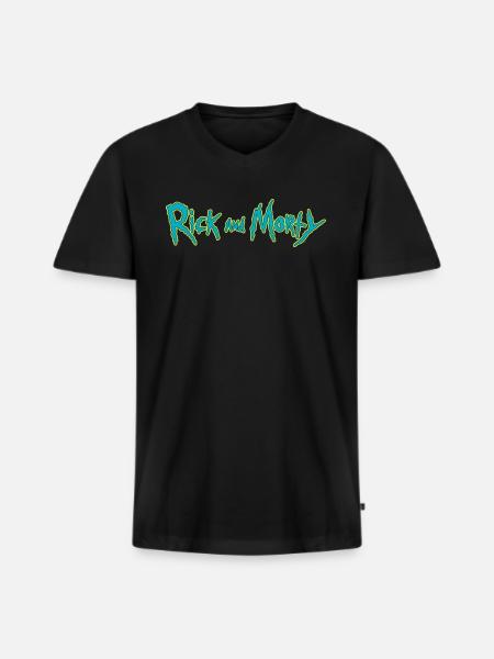 Rick And Morty Title Typography - Men's Premium Organic T-shirt with V-neck - black