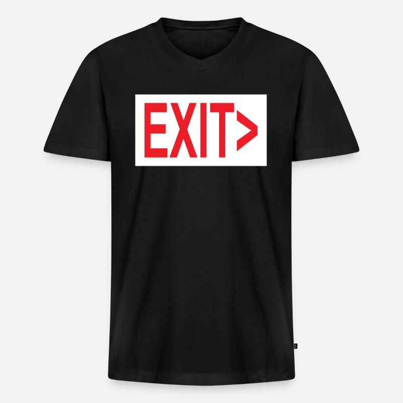 Exit / Exit / Emergency Exit - Men's Premium Organic T-shirt with V-neck - black