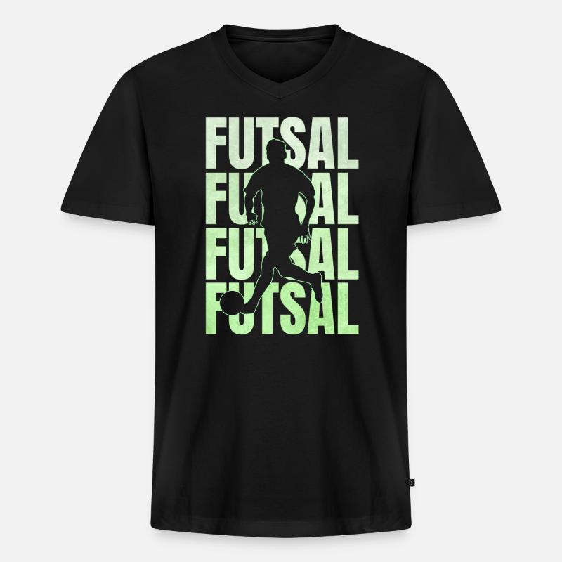 Futsal Hallenfussball Geschenk - Männer Premium Bio T-Shirt mit V-Ausschnitt - Schwarz