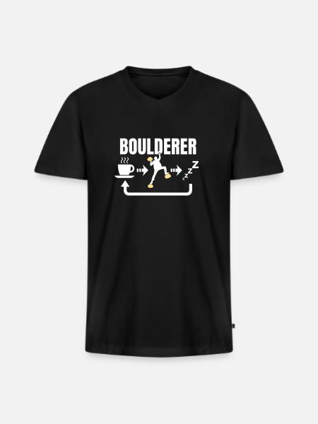 Bouldern - Männer Premium Bio T-Shirt mit V-Ausschnitt - Schwarz