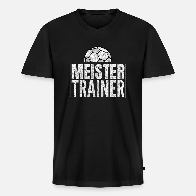 Meister Trainer - Männer Premium Bio T-Shirt mit V-Ausschnitt - Schwarz