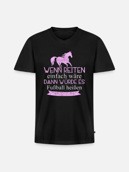 Reiten Fußball - Männer Premium Bio T-Shirt mit V-Ausschnitt - Schwarz