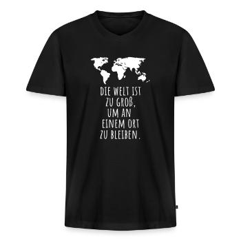 Reisen - Männer Premium Bio T-Shirt mit V-Ausschnitt - Schwarz - Vorne - Nico (187cm)