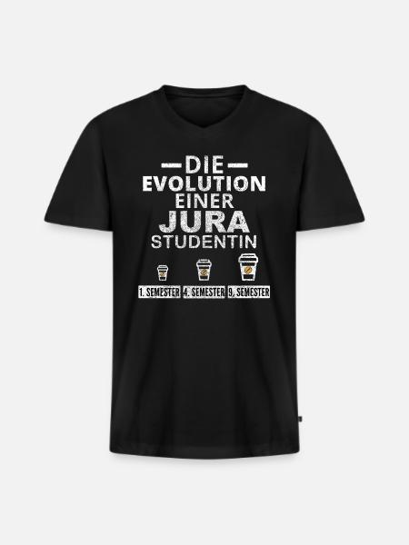 Jura Studentin Kaffee Evolution Geschenk - Männer Premium Bio T-Shirt mit V-Ausschnitt - Schwarz