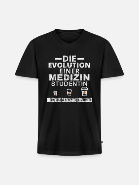 Medizin Studentin Kaffee Evolution Geschenk - Männer Premium Bio T-Shirt mit V-Ausschnitt - Schwarz