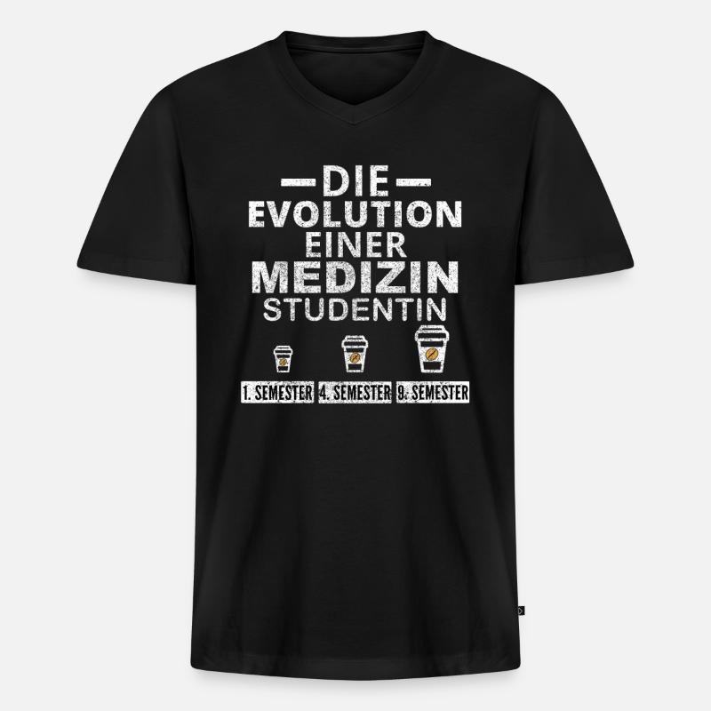 Medizin Studentin Kaffee Evolution Geschenk - Männer Premium Bio T-Shirt mit V-Ausschnitt - Schwarz