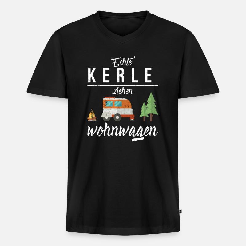 Camping Lustiger Spruch - Männer Premium Bio T-Shirt mit V-Ausschnitt - Schwarz