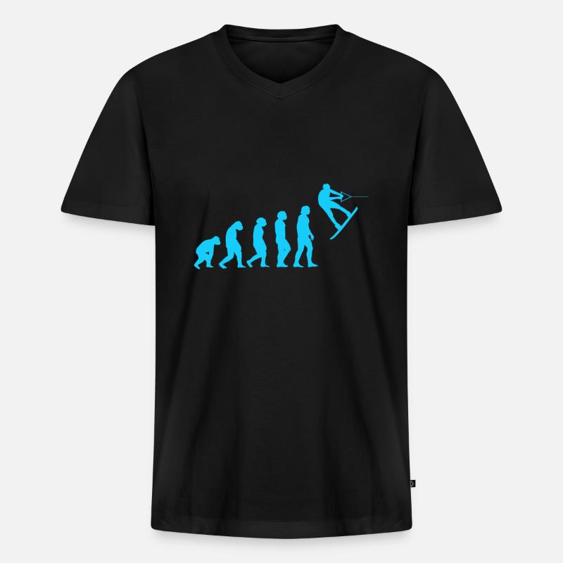 Wakeboard Evolution - Männer Premium Bio T-Shirt mit V-Ausschnitt - Schwarz