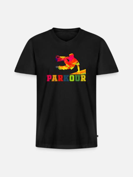 Parkour freerunner gift - Men's Premium Organic T-shirt with V-neck - black