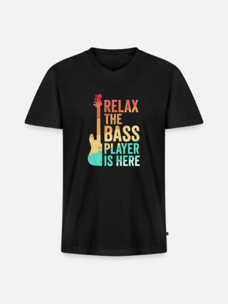 Bassist Geschenkidee - Männer Premium Bio T-Shirt mit V-Ausschnitt - Schwarz