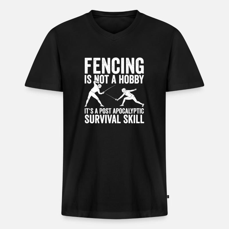 Fechten - Männer Premium Bio T-Shirt mit V-Ausschnitt - Schwarz