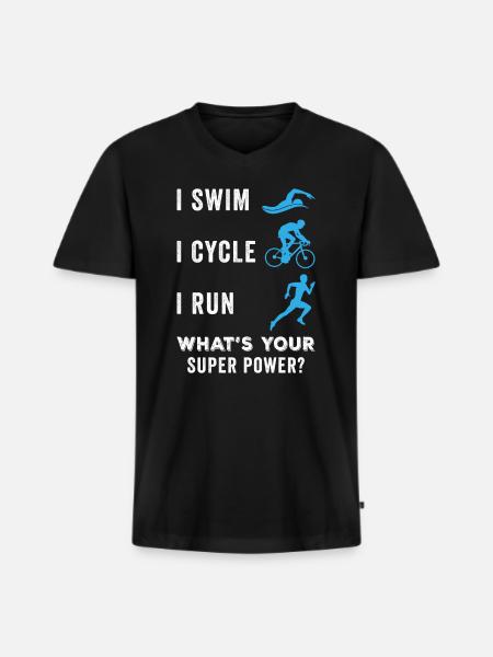 Triathlete - Men's Premium Organic T-shirt with V-neck - black