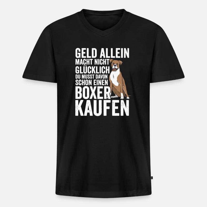 Deutscher Boxer Hundehalter Geschenk - Männer Premium Bio T-Shirt mit V-Ausschnitt - Schwarz