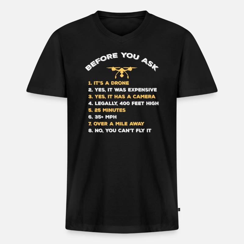 FPV-Drohnen-Pilot - Männer Premium Bio T-Shirt mit V-Ausschnitt - Schwarz