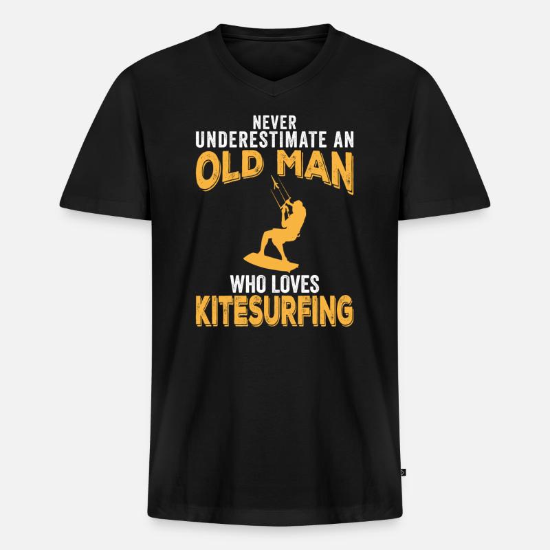 Kitesurfer - Männer Premium Bio T-Shirt mit V-Ausschnitt - Schwarz