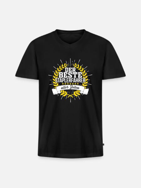 Gabelstapler Fahrer - Männer Premium Bio T-Shirt mit V-Ausschnitt - Schwarz