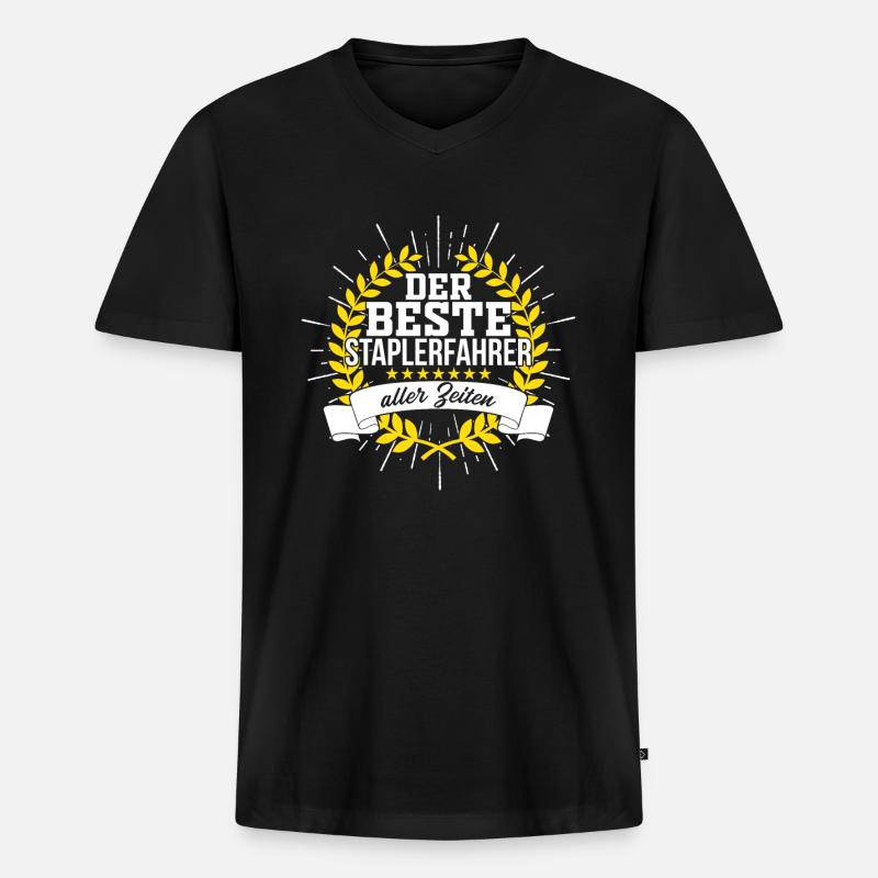 Gabelstapler Fahrer - Männer Premium Bio T-Shirt mit V-Ausschnitt - Schwarz