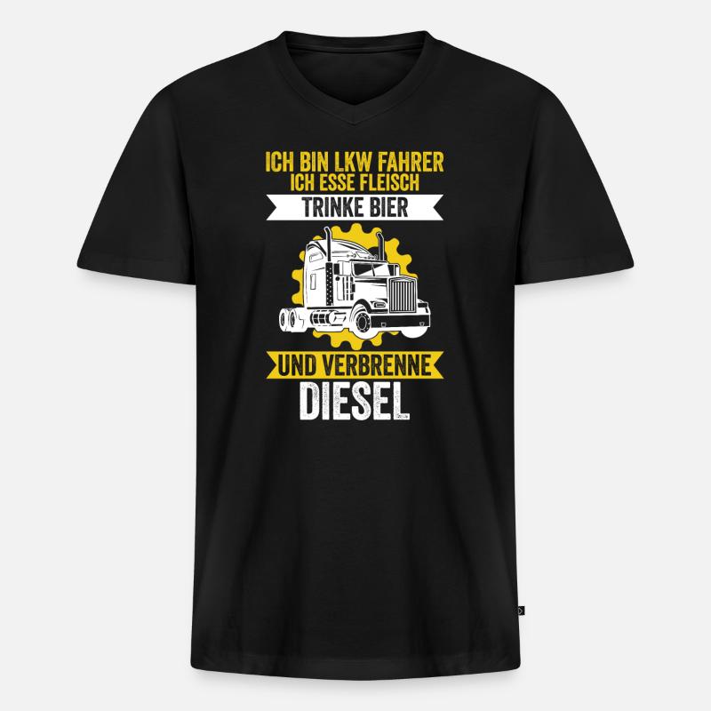LKW Fahrer Trucker Geschenk - Männer Premium Bio T-Shirt mit V-Ausschnitt - Schwarz