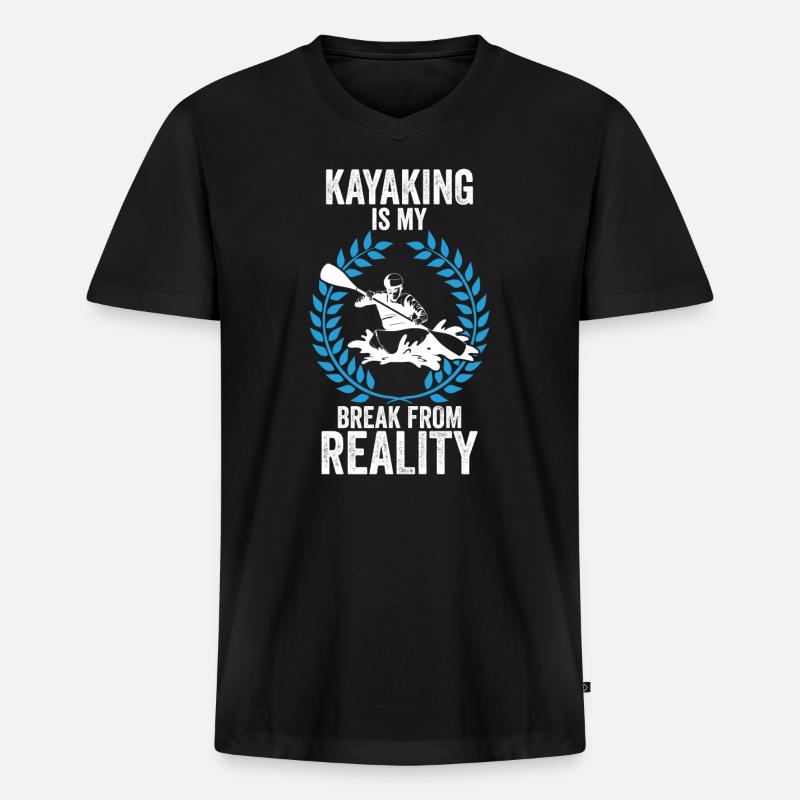 Geschenkidee für Kajakfahrer - Männer Premium Bio T-Shirt mit V-Ausschnitt - Schwarz