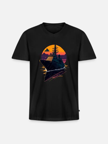 Warship the destroyer - Men's Premium Organic T-shirt with V-neck - black