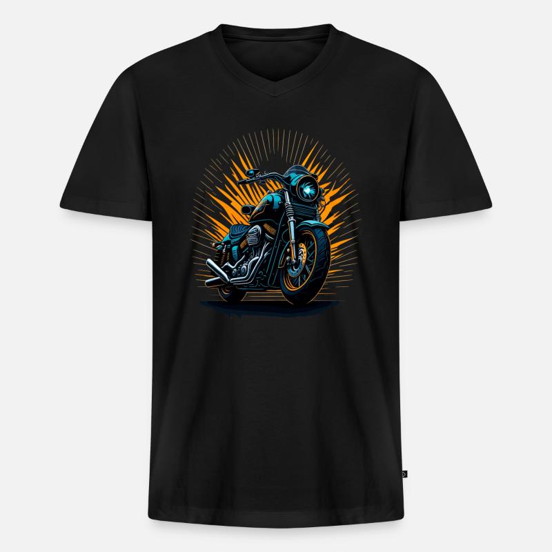 Klassisches Motorrad - Männer Premium Bio T-Shirt mit V-Ausschnitt - Schwarz