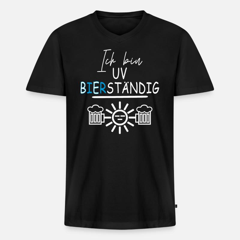 Ich bin UV Bierständig - Männer Premium Bio T-Shirt mit V-Ausschnitt - Schwarz