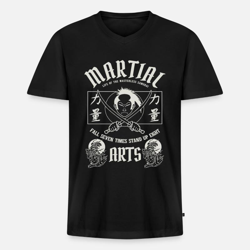 Martial Arts dunkle - Männer Premium Bio T-Shirt mit V-Ausschnitt - Schwarz