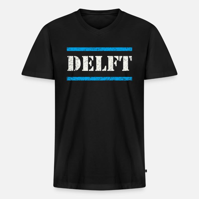 Delft - Männer Premium Bio T-Shirt mit V-Ausschnitt - Schwarz