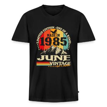Vintage Giugno 1985 Vintage Retrò Compleanno - Maglietta ecologica premium da uomo con scollo a V - nero - Fronte - Nico (187cm)