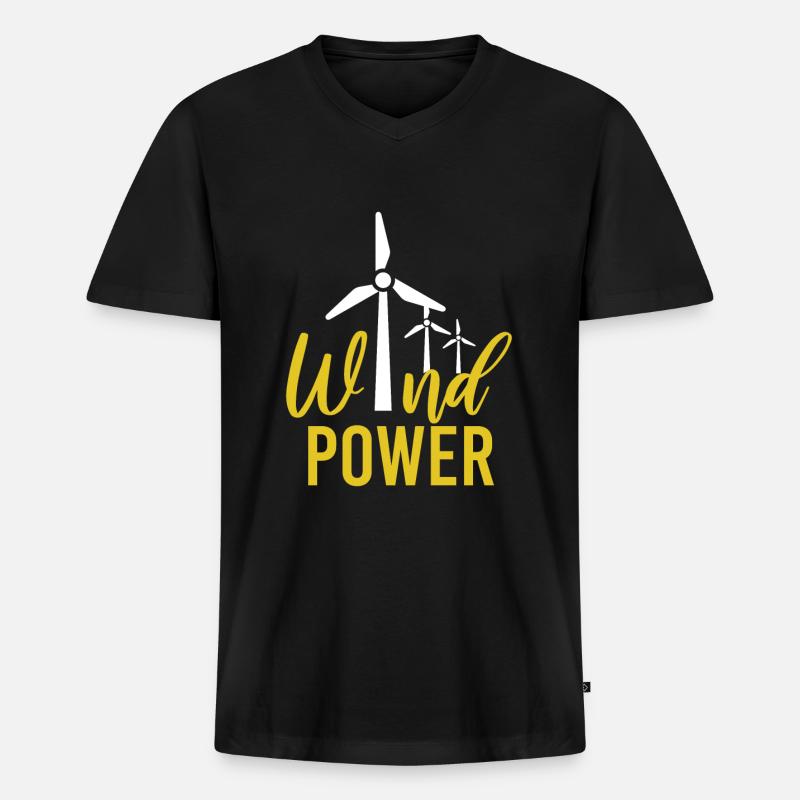 Windpower Windkraft Windenergie - Männer Premium Bio T-Shirt mit V-Ausschnitt - Schwarz