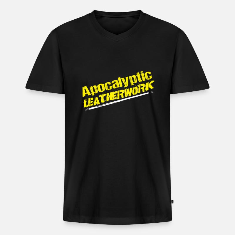 Apocalyptic Leatherwork Lederhandwerk - Männer Premium Bio T-Shirt mit V-Ausschnitt - Schwarz