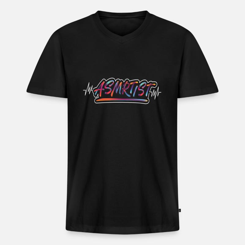 ASMRTIST ASMR - Männer Premium Bio T-Shirt mit V-Ausschnitt - Schwarz