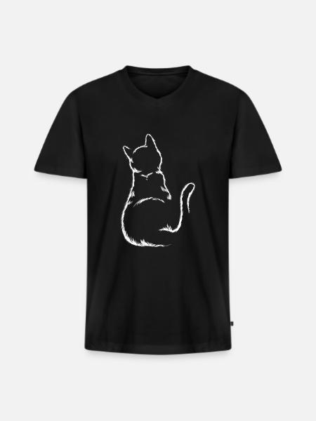 Cats Silhouette Kitten Cat - Men's Premium Organic T-shirt with V-neck - black