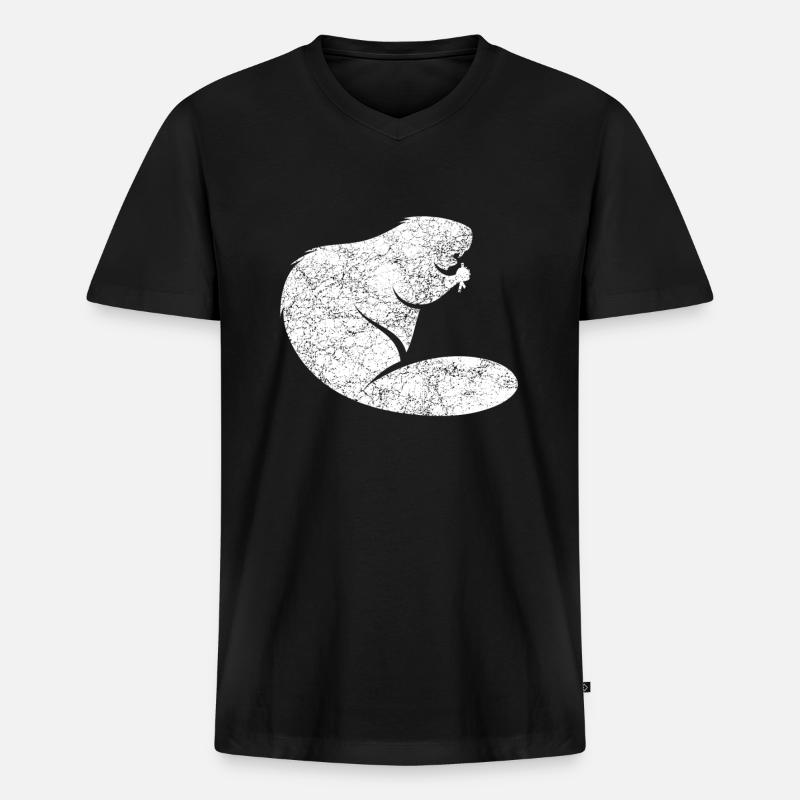 Beaver Biber Tanzen - Männer Premium Bio T-Shirt mit V-Ausschnitt - Schwarz