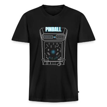 Arcade Pinball Retro - Männer Premium Bio T-Shirt mit V-Ausschnitt - Schwarz - Vorne - Nico (187cm)
