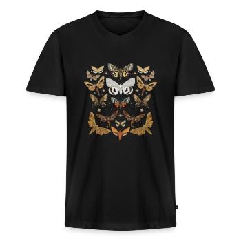 Motten Arten Nachtfalter Motte - Männer Premium Bio T-Shirt mit V-Ausschnitt - Schwarz - Vorne - Nico (187cm)