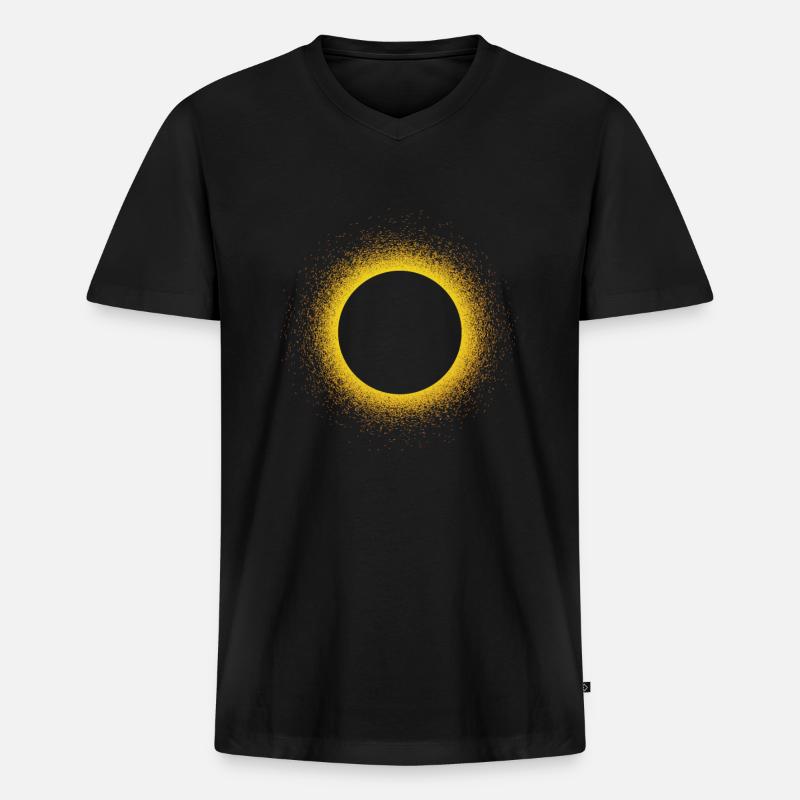 Éclipse Solaire Eclipse Soleil - T-shirt encolure en V Premium bio Homme - noir