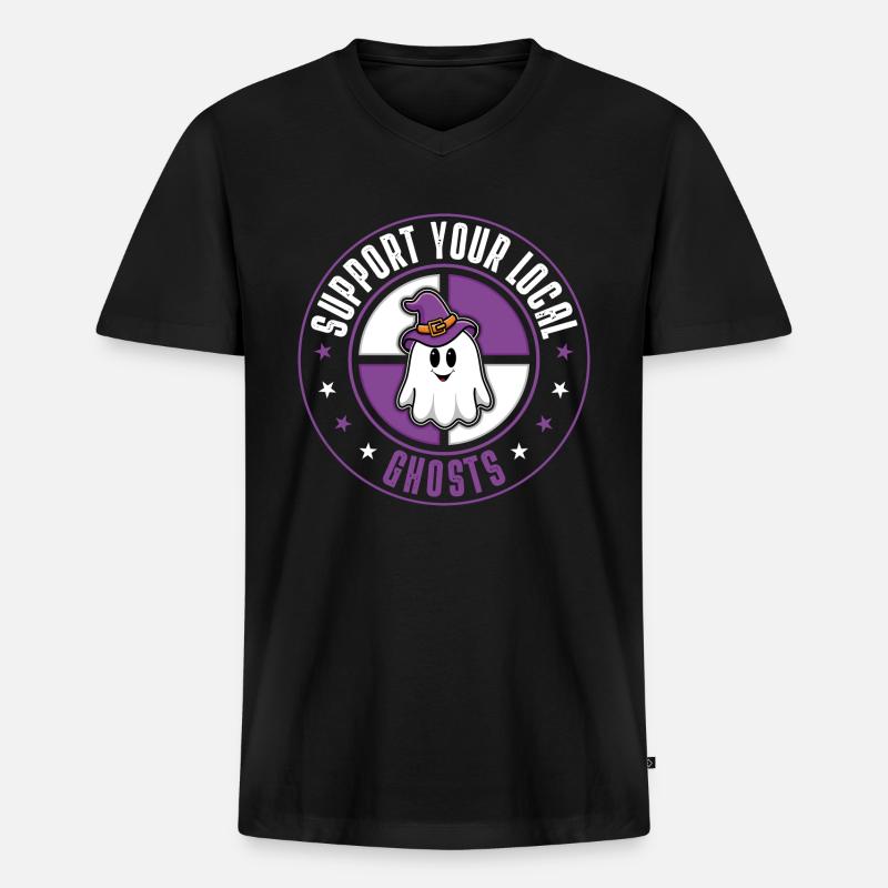 Ghosts - Männer Premium Bio T-Shirt mit V-Ausschnitt - Schwarz