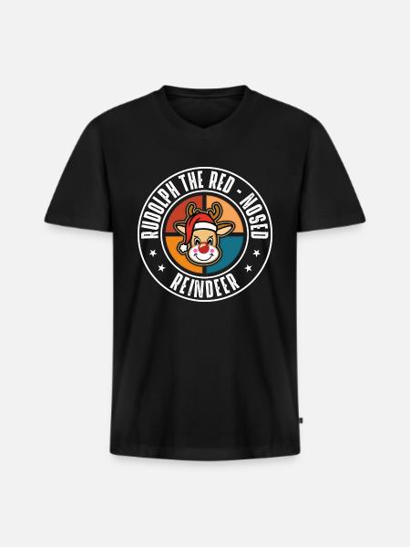 Rudolph - T-shirt encolure en V Premium bio Homme - noir